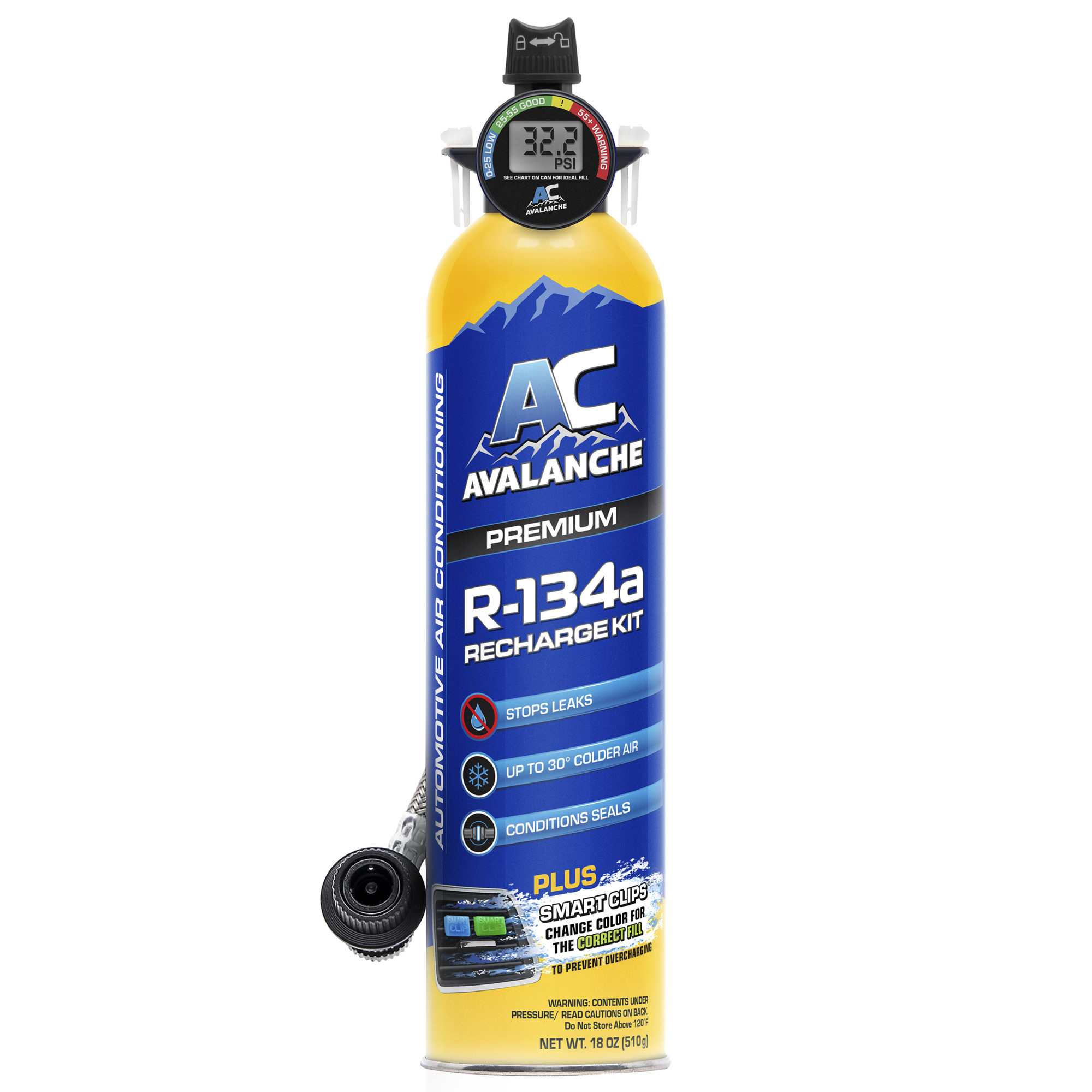 Avalanche, 134a Refrigerant with Digital Gauge 18 oz., Included (qty.) 1 Fluid Ounces 18 fl, Model# AVL132D